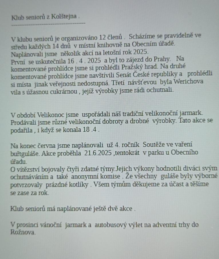 hodnocení činnosti